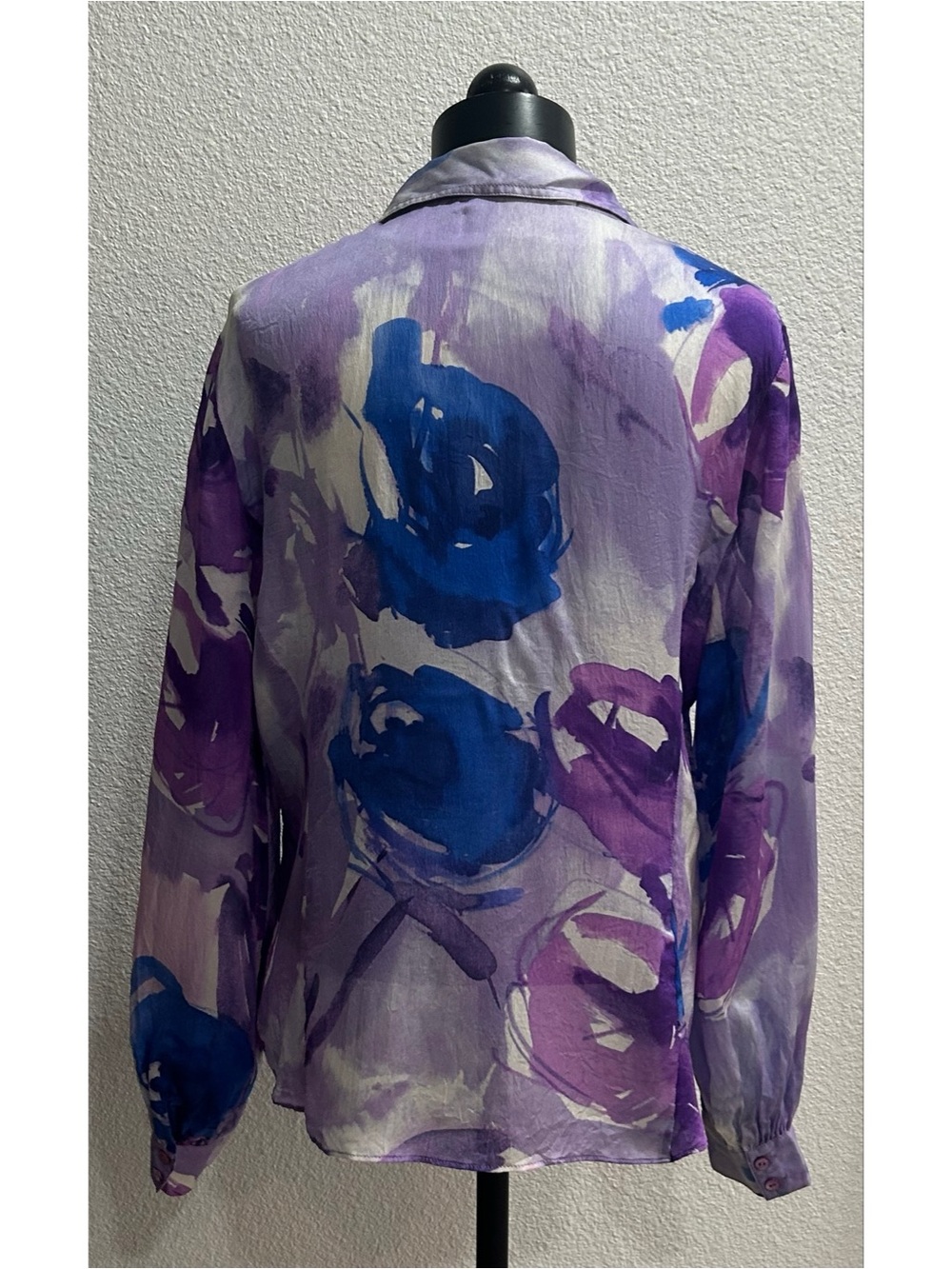 Lafayette 148 Women’s Plus Size 18 Silk Abstract Purple White Luxury Button-Down - Picture 2 of 7